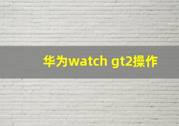 华为watch gt2操作